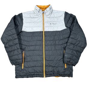 Columbia Powder Lite Jacket Omni Heat Two Tone Grey Insulated Men’s Size Large